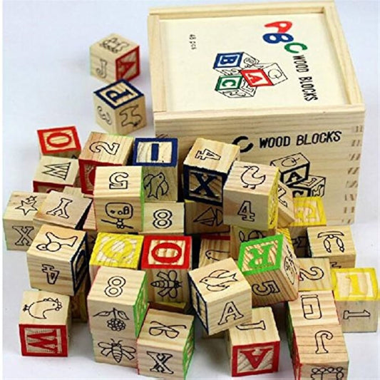 ABC Wood Blocks SMALL for kids Learning by Playzo Toys