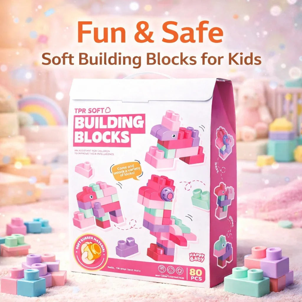 80 pcs soft rubber building blocks set for kids