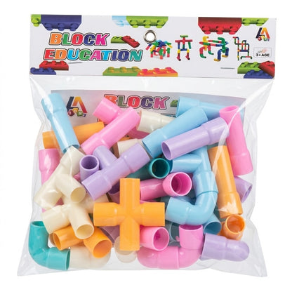Colorful Pipe Puzzle Building Blocks with Wheels | STEM Educational Construction Toy for Kids