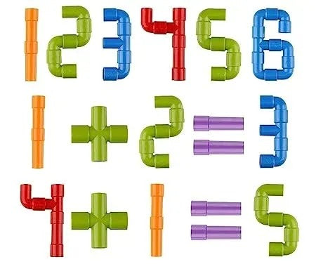 Colorful Pipe Puzzle Building Blocks with Wheels | STEM Educational Construction Toy for Kids