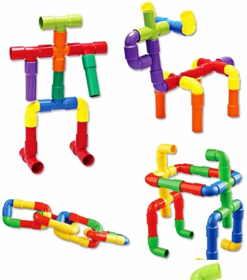 Colorful Pipe Puzzle Building Blocks with Wheels | STEM Educational Construction Toy for Kids