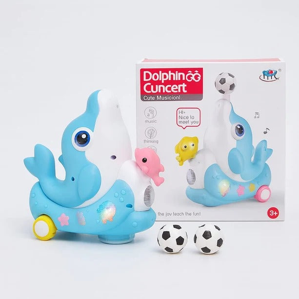 Dolphin Light & Music Toy with Wheels | Battery Operated Interactive Musical Toy for Kids