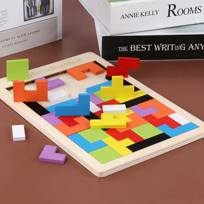 Colorful Wooden Tangram Puzzle for Kids | 17+ Piece Educational Brain and Shape Learning Toy