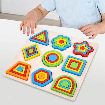 3D Wooden Geometry Puzzles for Kids | Montessori Shape Matching Educational Learning Toy