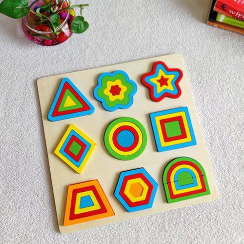 3D Wooden Geometry Puzzles for Kids | Montessori Shape Matching Educational Learning Toy