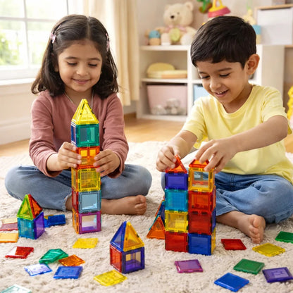 26 Pcs Magnetic Tiles Building Set | Creative STEM Construction Toy for Kids