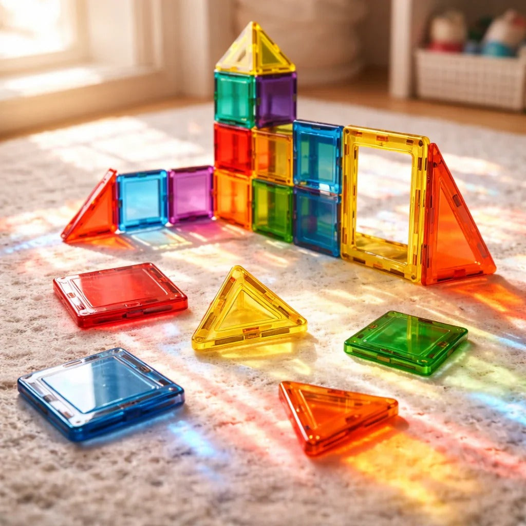 26 Pcs Magnetic Tiles Building Set | Creative STEM Construction Toy for Kids