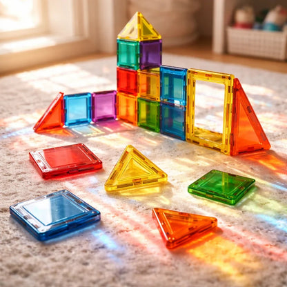 26 Pcs Magnetic Tiles Building Set | Creative STEM Construction Toy for Kids