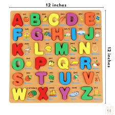 Wooden ABC Puzzle Set with Shapes for Kids – 3D Alphabet Learning Board